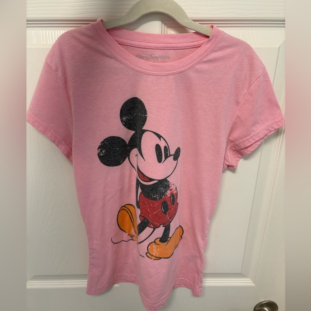 Walt Disney World Parks Mickey Mouse Classic Pink Women’s Juniors Fitted T-Shirt